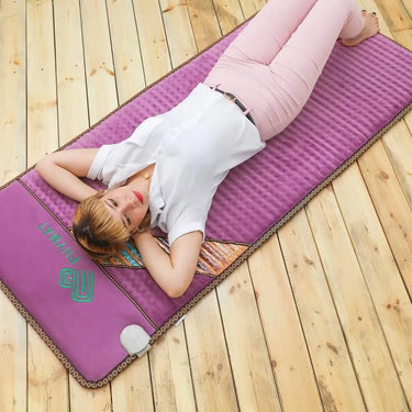 PHYMAT Amethyst + Multi-Crystal Far-Infrared Heating Mat: Purple Vegan Suede - Extra-Wide 70